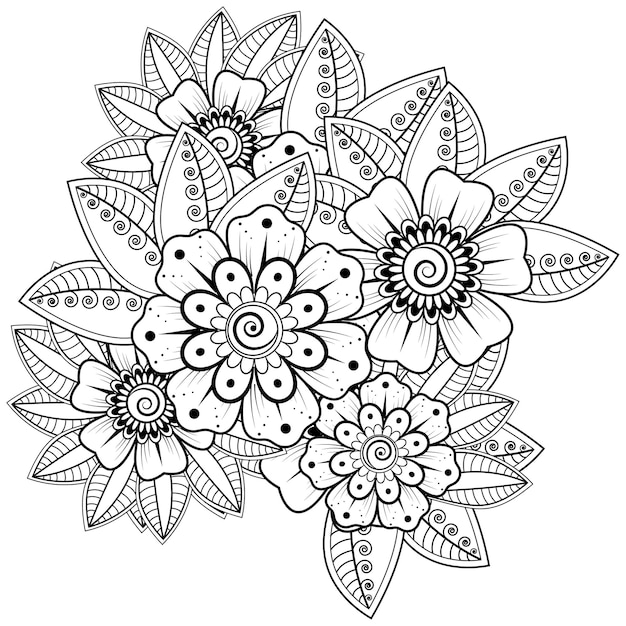 Mehndi flower for henna isolated on white