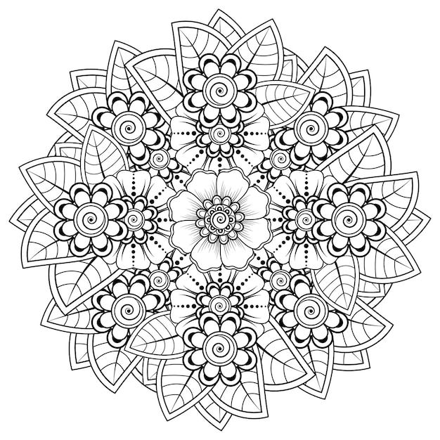 Mehndi flower for henna isolated on white