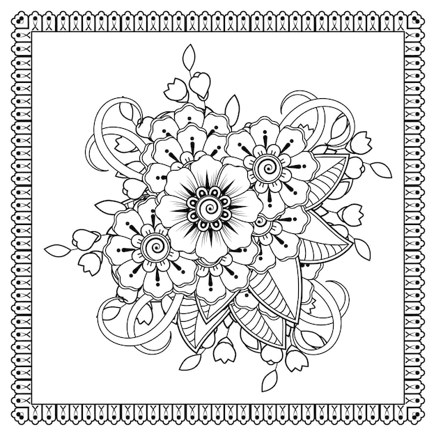 白で隔離されるヘナの一時的な刺青の花