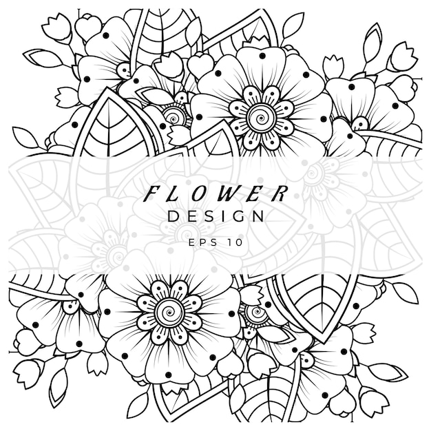 Mehndi flower for henna mehndi tattoo decoration coloring book page