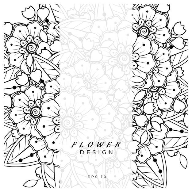 Mehndi flower for henna mehndi tattoo decoration coloring book page