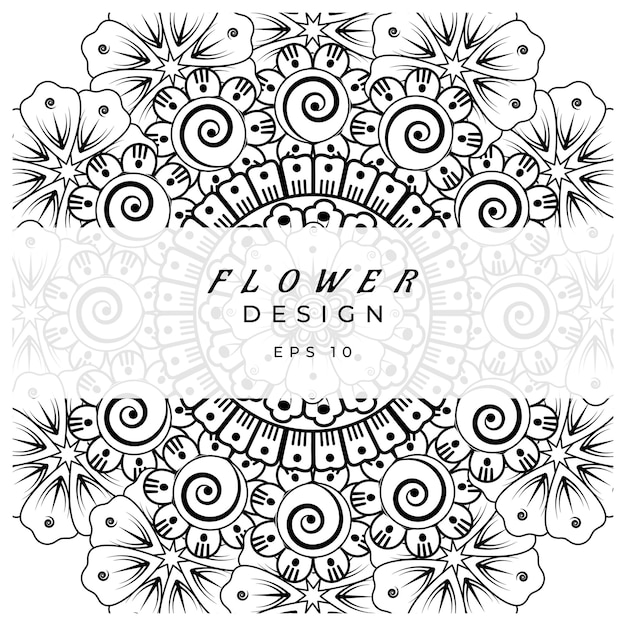 Mehndi flower for henna mehndi tattoo decoration coloring book page