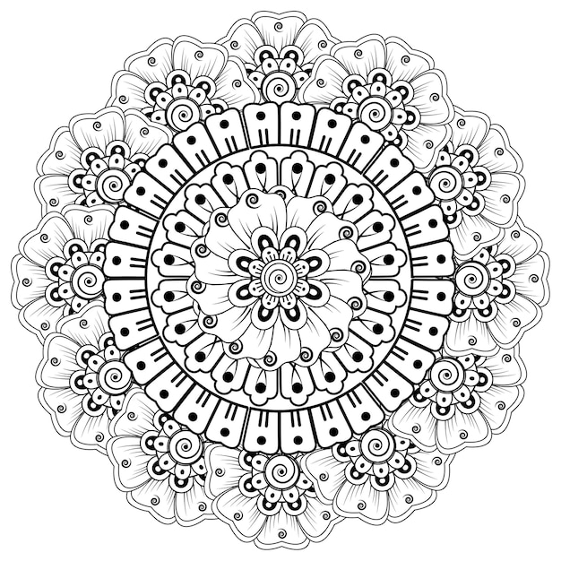 Mehndi flower for henna mehndi tattoo decoration coloring book page