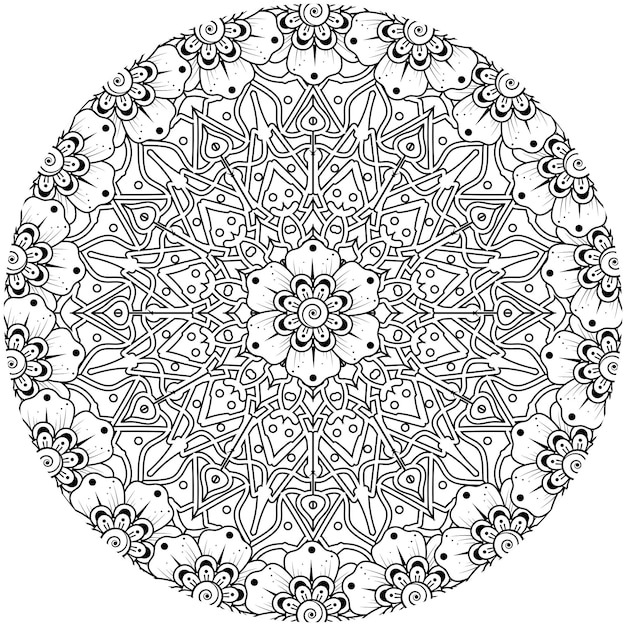 Mehndi flower for henna mehndi tattoo decoration coloring book page