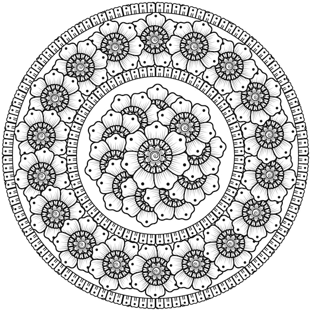 Mehndi flower for henna mehndi tattoo decoration coloring book page