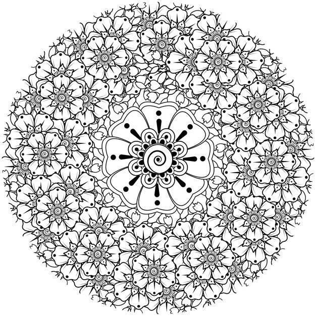 Раскраска цветок Менди для украшения татуировки хной Менди