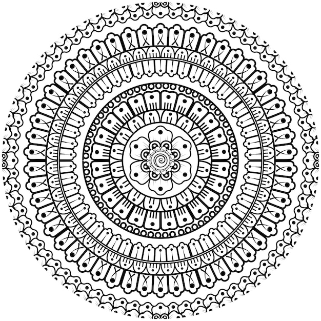 Mehndi flower for henna mehndi tattoo decoration coloring book page