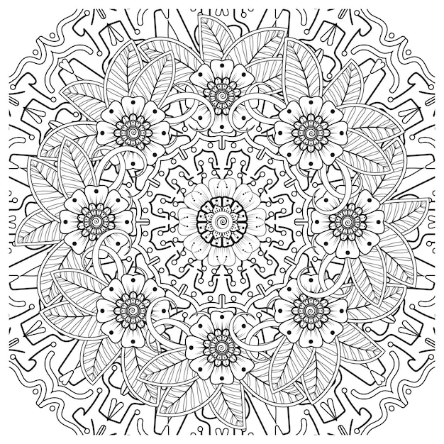 Mehndi flower for henna mehndi tattoo decoration coloring book page