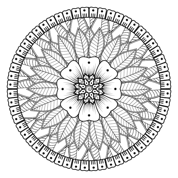 Mehndi flower for henna mehndi tattoo decoration coloring book page