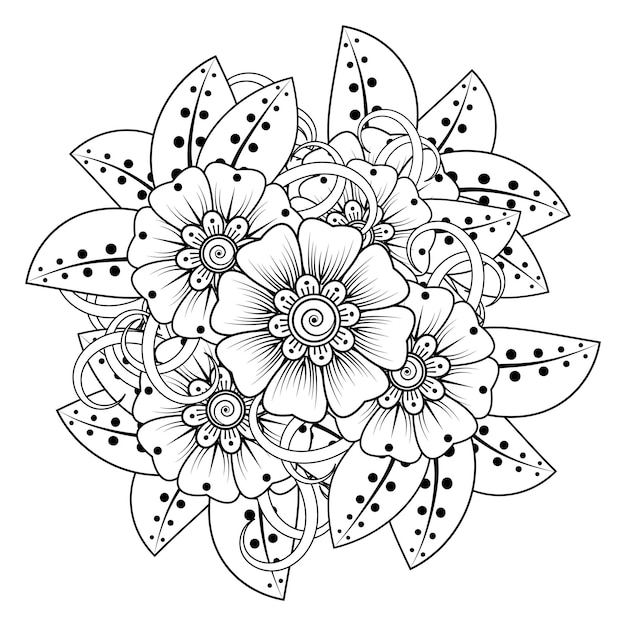 ヘナ一時的な刺青の入れ墨の装飾の塗り絵のページのための一時的な刺青の花