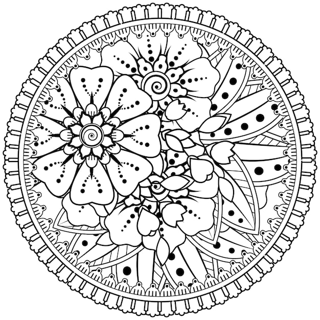 Vettore fiore mehndi per la pagina del libro da colorare della decorazione del tatuaggio mehndi all'henné