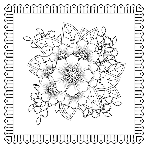 Mehndi flower for henna mehndi tattoo decoration Decorative ornament in ethnic oriental style