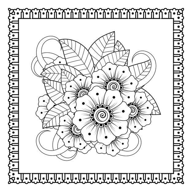 Fiore mehndi per la decorazione del tatuaggio mehndi all'henné ornamento decorativo in stile etnico orientale