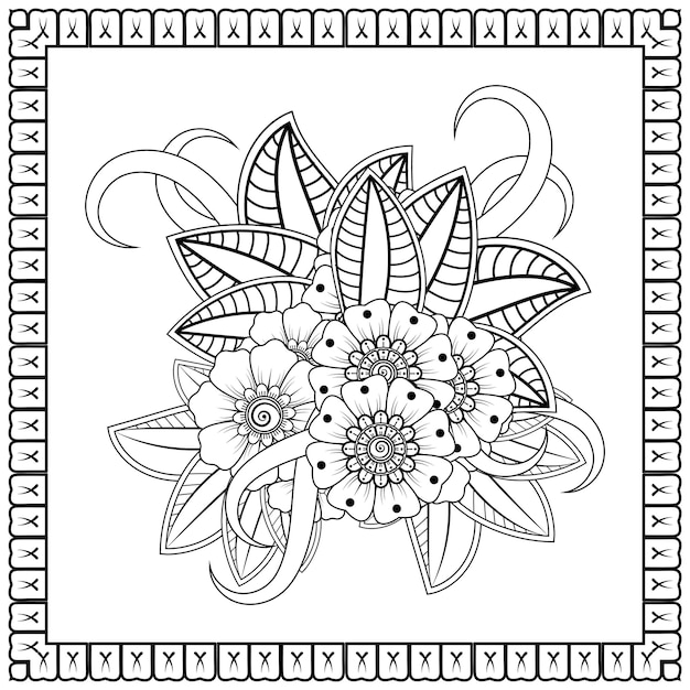 Fiore mehndi per la decorazione del tatuaggio mehndi all'henné ornamento decorativo in stile etnico orientale