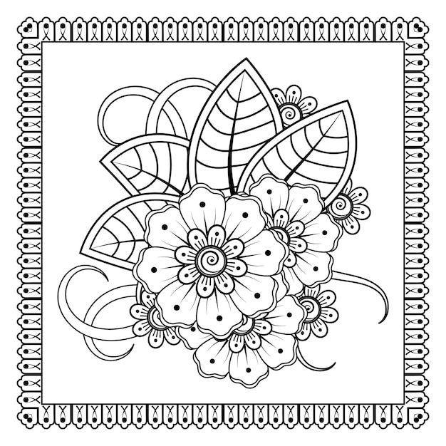 Mehndi flower for henna mehndi tattoo decoration Decorative ornament in ethnic oriental style