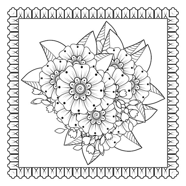 Mehndi flower for henna mehndi tattoo decoration Decorative ornament in ethnic oriental style