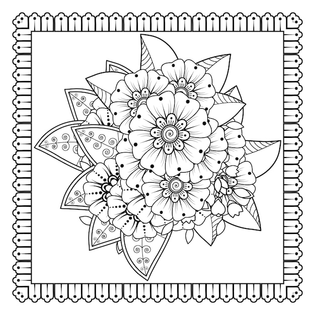 Mehndi flower for henna mehndi tattoo decoration Decorative ornament in ethnic oriental style