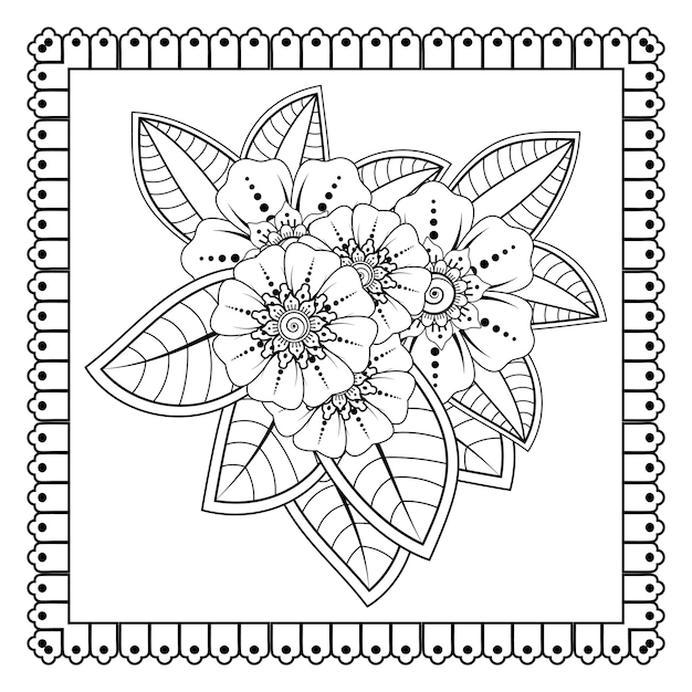 Mehndi flower for henna mehndi tattoo decoration Decorative ornament in ethnic oriental style