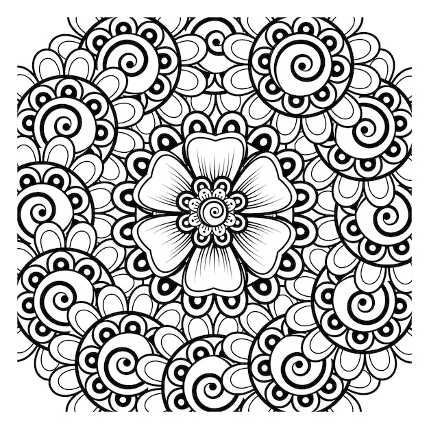 Mehndi flower for henna mehndi tattoo decoration Decorative ornament in ethnic oriental style