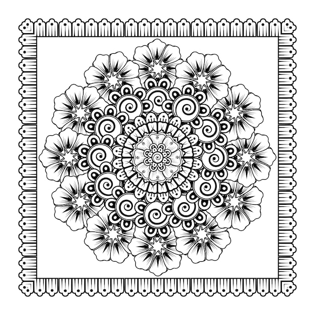 Mehndi flower for henna mehndi tattoo decoration Decorative ornament in ethnic oriental style