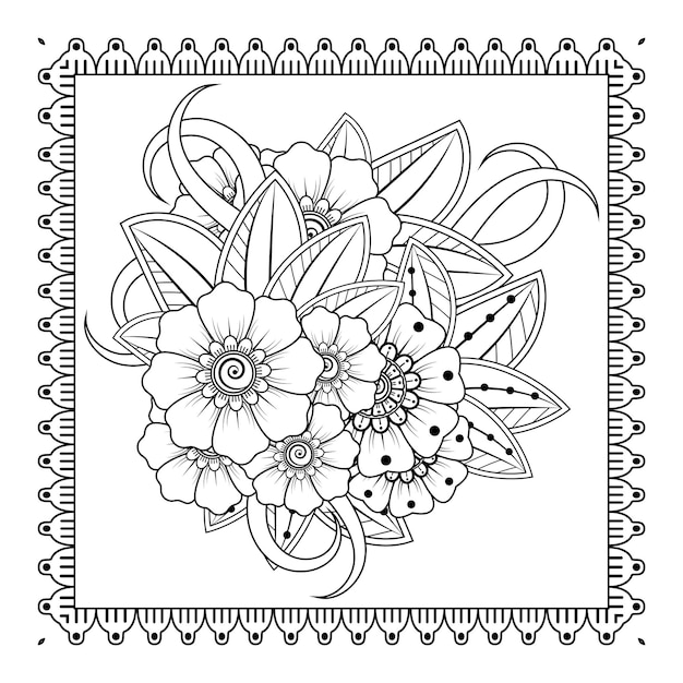 Mehndi flower for henna mehndi tattoo decoration Decorative ornament in ethnic oriental style