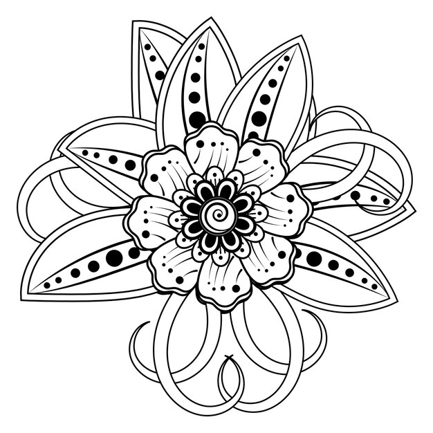 Mehndi flower for henna mehndi tattoo decoration Decorative ornament in ethnic oriental style