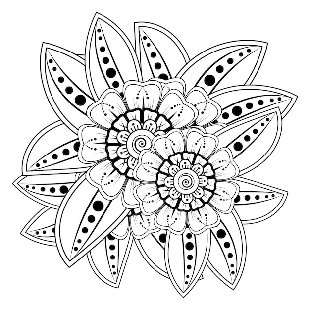 Mehndi flower for henna, mehndi, tattoo, decoration. Decorative ornament in ethnic oriental style.