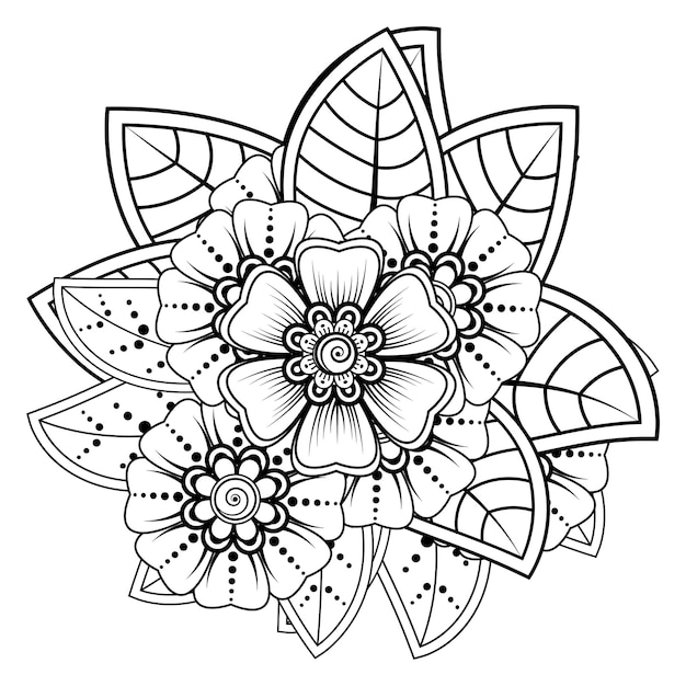 Mehndi flower for henna mehndi tattoo decoration decorative ornament in ethnic oriental style