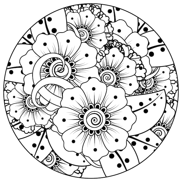 Mehndi flower for henna mehndi tattoo decoration Decorative ornament in ethnic oriental style