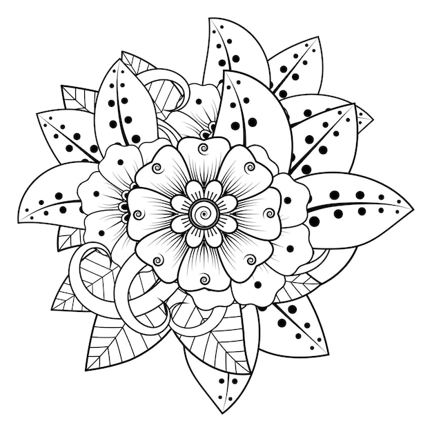 Mehndi flower for henna mehndi tattoo decoration decorative ornament in ethnic oriental style