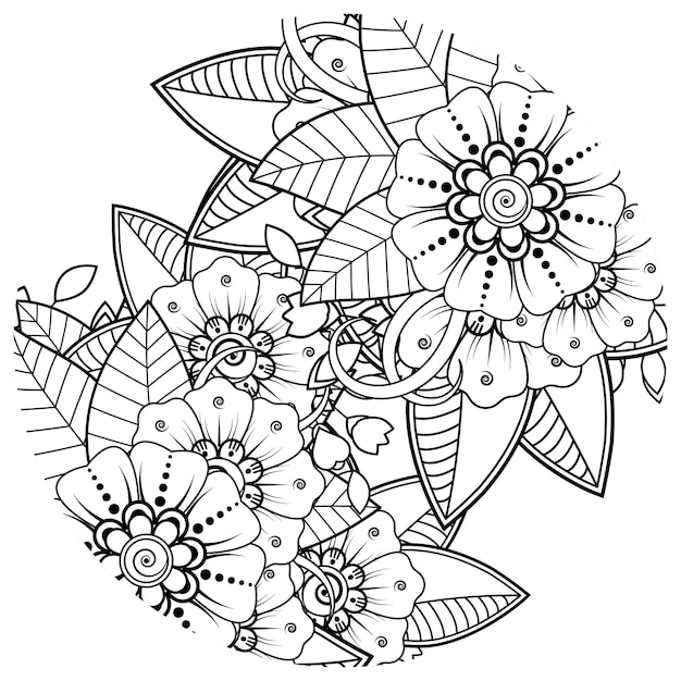 Mehndi flower for henna mehndi tattoo decoration Decorative ornament in ethnic oriental style