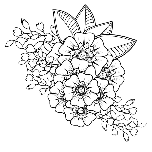 Vector mehndi flower for henna, mehndi, tattoo, decoration. decorative ornament in ethnic oriental style.