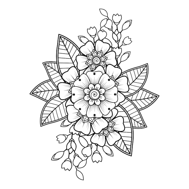 Mehndi flower for henna, mehndi, tattoo, decoration. decorative ornament in ethnic oriental style.