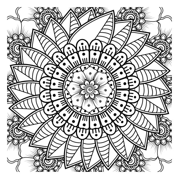 Mehndi flower for henna mehndi tattoo decoration Decorative ornament in ethnic oriental style