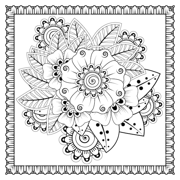 Mehndi flower for henna mehndi tattoo decoration decorative ornament in ethnic oriental style