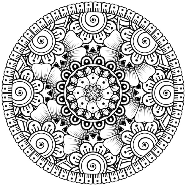 Mehndi flower for henna mehndi tattoo decoration decorative ornament in ethnic oriental style