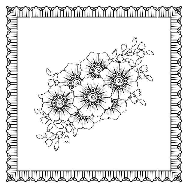 Цветок Менди для украшения татуировки хной Менди Декоративный орнамент в этническом восточном стиле
