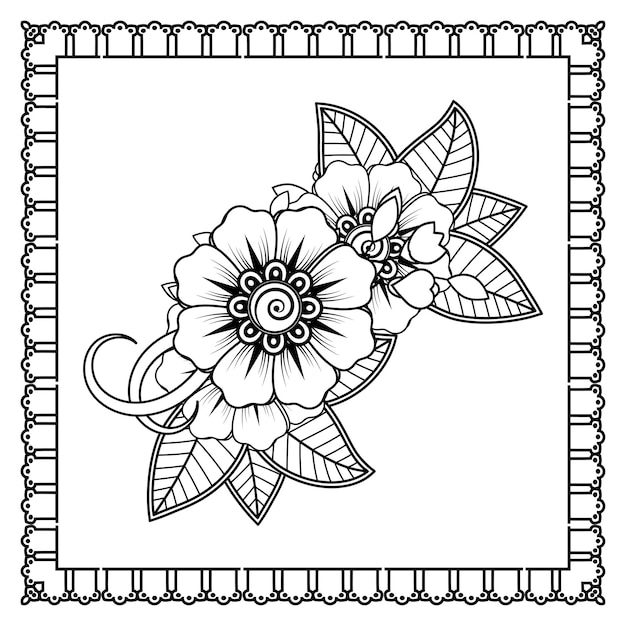 Mehndi flower for henna mehndi tattoo decoration Decorative ornament in ethnic oriental style