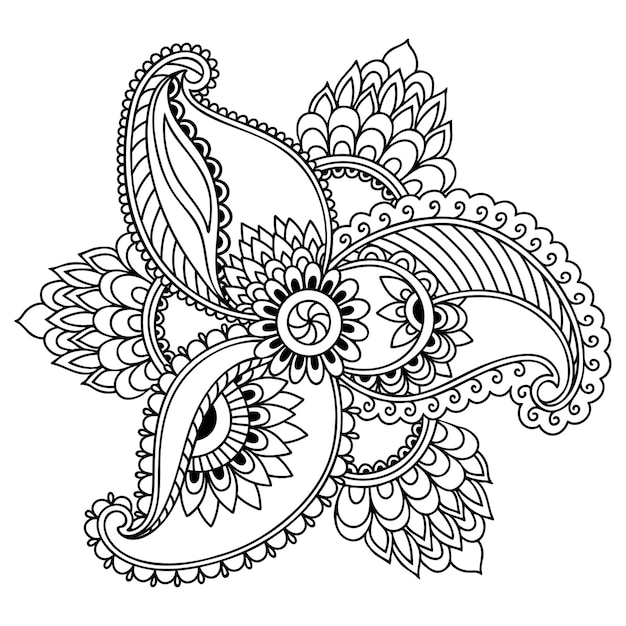 Mehndi flower  and mandala    . Decoration in ethnic oriental, Indian style. Doodle ornament. Outline hand draw   illustration.