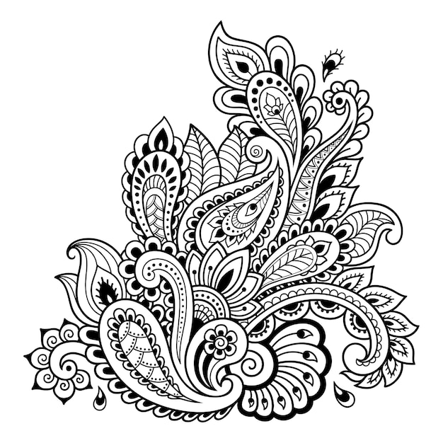 Motivo floreale mehndi per l'illustrazione dell'henné