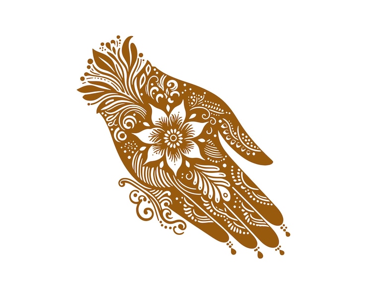 Vector mehndi henna tattoos on hands