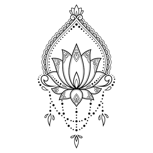 Vector mehndi lotusbloem. decoratie in etnische oosterse, indiase stijl. doodle sieraad. overzicht hand tekenen illustratie.