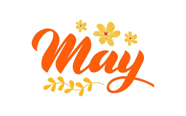 Mei hand getrokken belettering maand naam handgeschreven maand mei voor kalender maandelijks logo