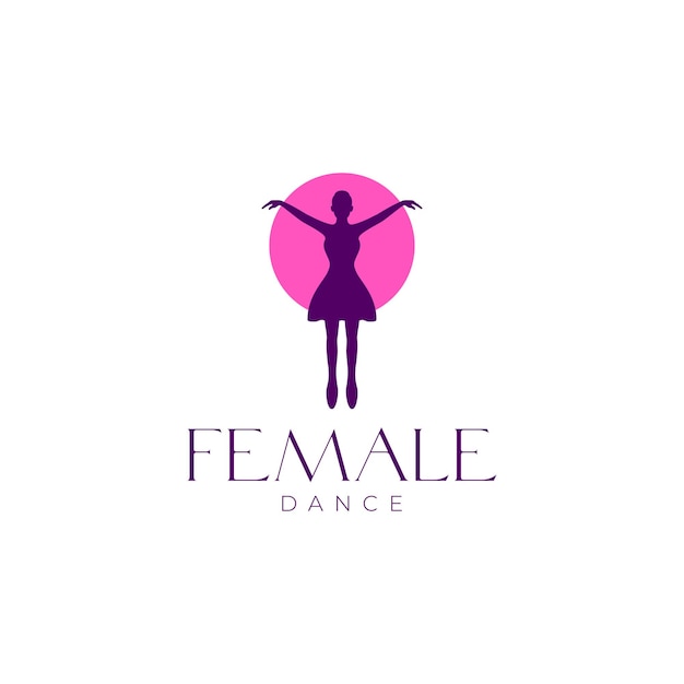 Meisje balletdans vrouwelijk logo-ontwerp