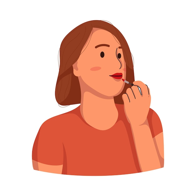 Meisje die lippenstift aanbrengt
