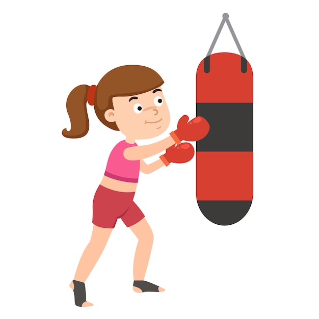 Meisje doet boksen met een bokszakoefening