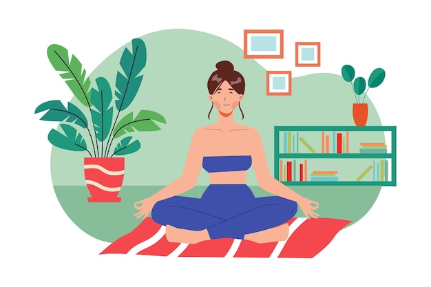 Meisje doet yoga illustratie concept op witte achtergrond