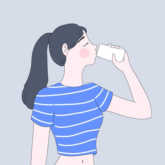 Meisje drink water illustratie