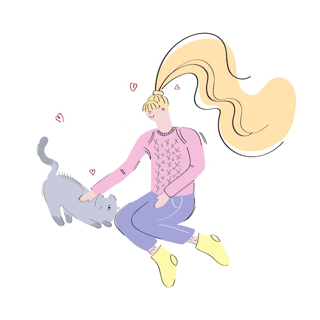 Meisje en een kat
