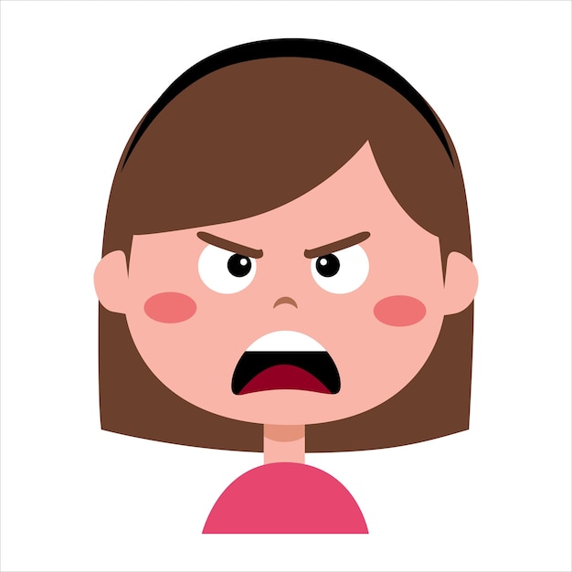 Meisje gezicht met woede emotie gezichtsuitdrukking Het meisje is boos